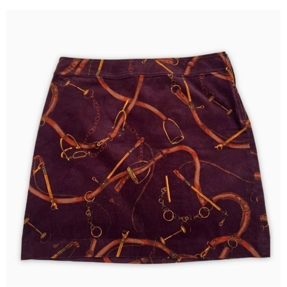 Talbots Skirt Women’s 16 Burgundy Equestrian Horse Corduroy Mini NWT